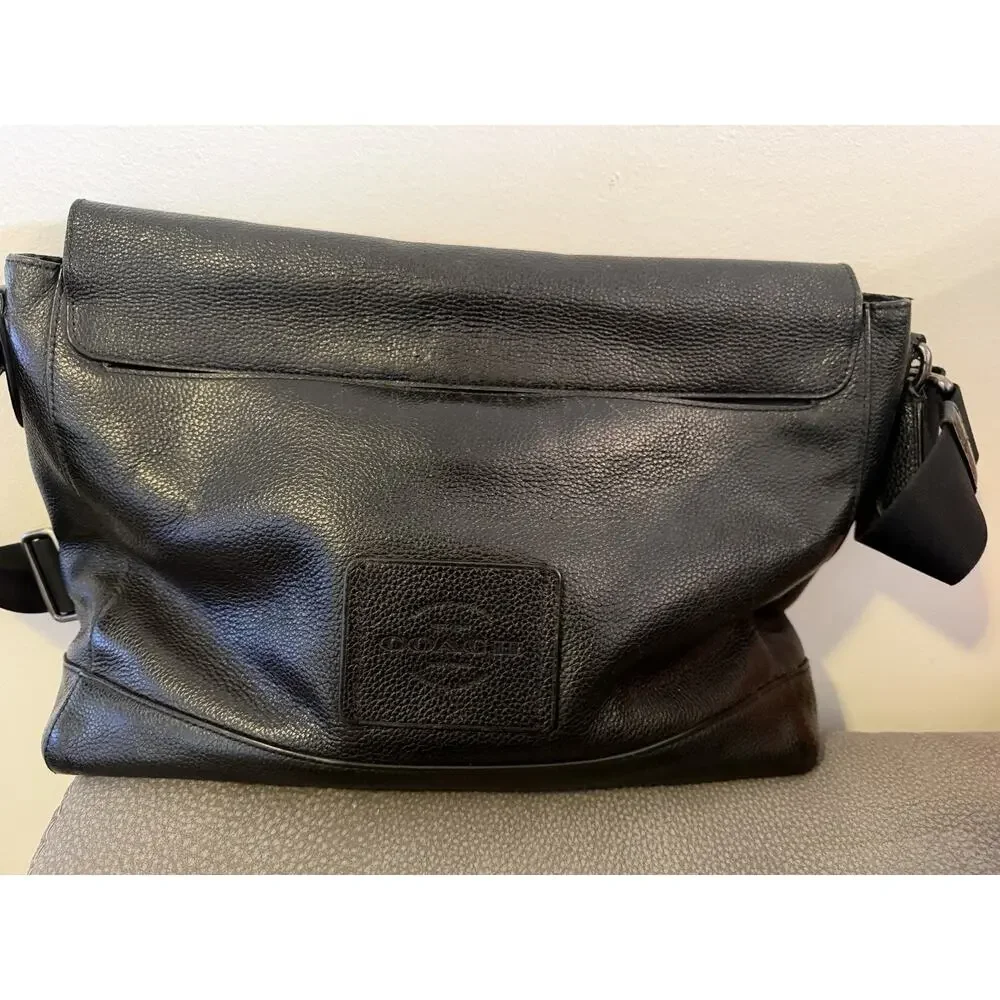 Coach 88892 Black Pebbled Leather Messenger Bag Men’s Briefcase Laptop Crossbody